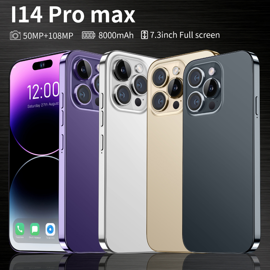 I14 Pro MAX โทรศัพท์มือถือ หน้าจอขนาดใหญ่ 7.3 นิ้ว 16G+1T 8000mAh เวอร์ชั่น US