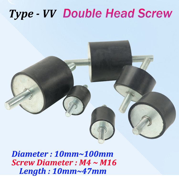 Ø10mm~100mm โช้คอัพยาง VV Type Double Head Screw M4~M16 สกรูมอเตอร์/พัดลม/มอเตอร์/ปั๊มน้ําแผ่นบัฟเฟอร์ยืดหยุ่น