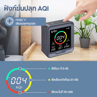 Inkbird PTH-9A 6 in 1 เครื่องวัดอุณหภูมิความชื้น CO2 PM2.5 AQI พร้อมไฟแบ็คไลท์แจ้งเตือน ℃/℉