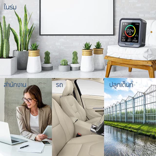 Inkbird PTH-9A 6 in 1 เครื่องวัดอุณหภูมิความชื้น CO2 PM2.5 AQI พร้อมไฟแบ็คไลท์แจ้งเตือน ℃/℉