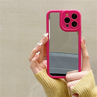 เคสโทรศัพท์มือถือนิ่ม ลายเด็กผู้หญิง สีชมพู มีกระจก สําหรับ iPhone 11 12 13 14 PRO MAX iPhone14 iPhone14Pro