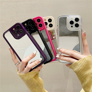 เคสโทรศัพท์มือถือ แบบนิ่ม มีกระจก สําหรับ iPhone 11 12 13 14 PRO MAX iPhone14 iPhone14Pro