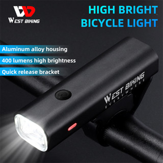 West BIKING ไฟฉาย 400 Lumens กันน้ํา ชาร์จ USB สําหรับติดแฮนด์จักรยาน