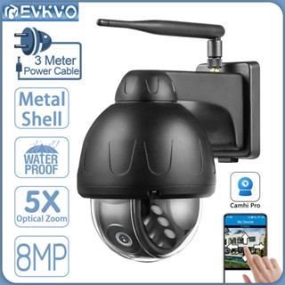 Evkvo กล้องวงจรปิดไร้สาย 4K 8MP 5G Wifi ซูมได้ 5 เท่า IP Cam PTZ กันน้ํา สําหรับบ้าน แอพ Camhi