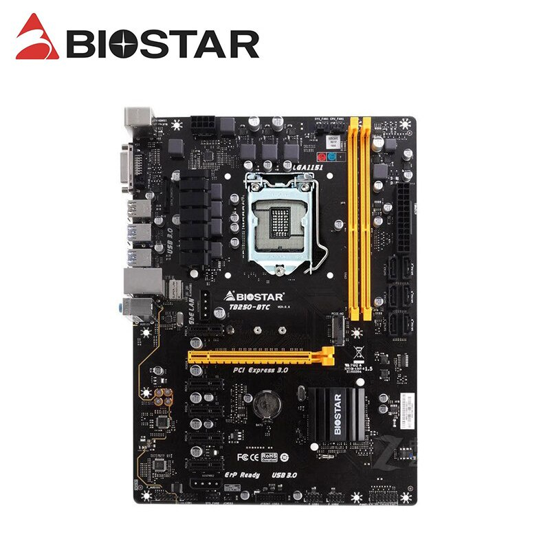 BIOSTAR 95%ใหม่Biostar TB85 TB250-BTC TB250-BTC PRO 6GPU 6PCI-E 8GP 8PCI-E 12 GPU 12 PCI-E Professio