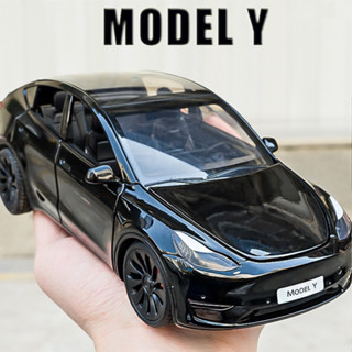 1:24 Tesla Model Y โมเดลรถยนต์อัลลอย มีเสียง และไฟ ของเล่นสําหรับเด็ก