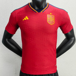 เสื้อกีฬาแขนสั้น ลายทีมชาติฟุตบอล World Cup Spain Player ชุดเหย้า สีแดง สําหรับผู้ชาย 2022