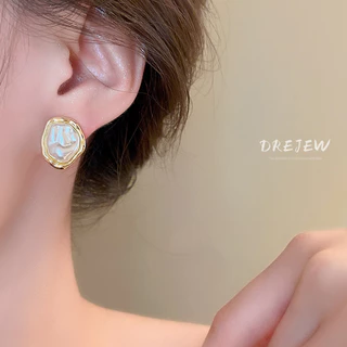 DREJEW ต่างหูเข็มเงิน 925 ประดับไข่มุก สไตล์ฝรั่งเศสย้อนยุค เรียบง่าย กันแพ้ สําหรับผู้หญิง