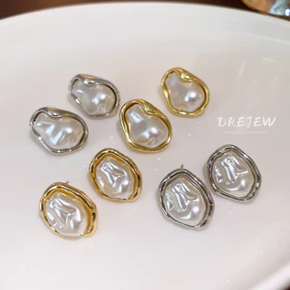 DREJEW ต่างหูเข็มเงิน 925 ประดับไข่มุก สไตล์ฝรั่งเศสย้อนยุค เรียบง่าย กันแพ้ สําหรับผู้หญิง