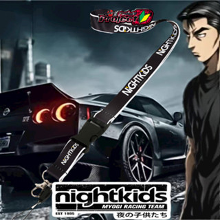 Initial D JDM Style เชือกเส้นเล็กแข่งรถ NIGHTKIDS คีย์การ์ด บัตรประจําตัว สายคล้องคอ GTR สายคล้องคอ