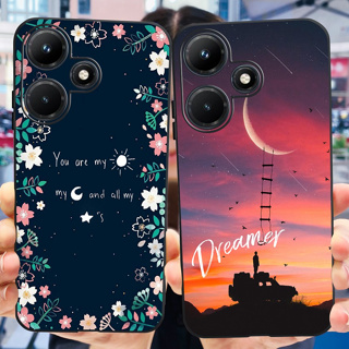 เคสโทรศัพท์มือถือ ซิลิโคนนิ่ม ลายผีเสื้อ ดอกไม้ สีดํา สําหรับ Infinix hot 30i hot30i NFC X669 X669C hot 30i