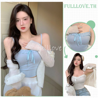 Fulllove เสื้อสายเดี่ยว เสื้อสายเดี่ยวลูกไม้ เสื้อผ้าสไตล์เกาหลี Y2K crop top