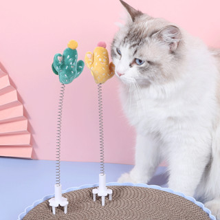 Pets Shop Cat Teaser Stick Metal Wire Spring Toy Plush Wand ของเล่นพร้อมตุ๊กตาการ์ตูน