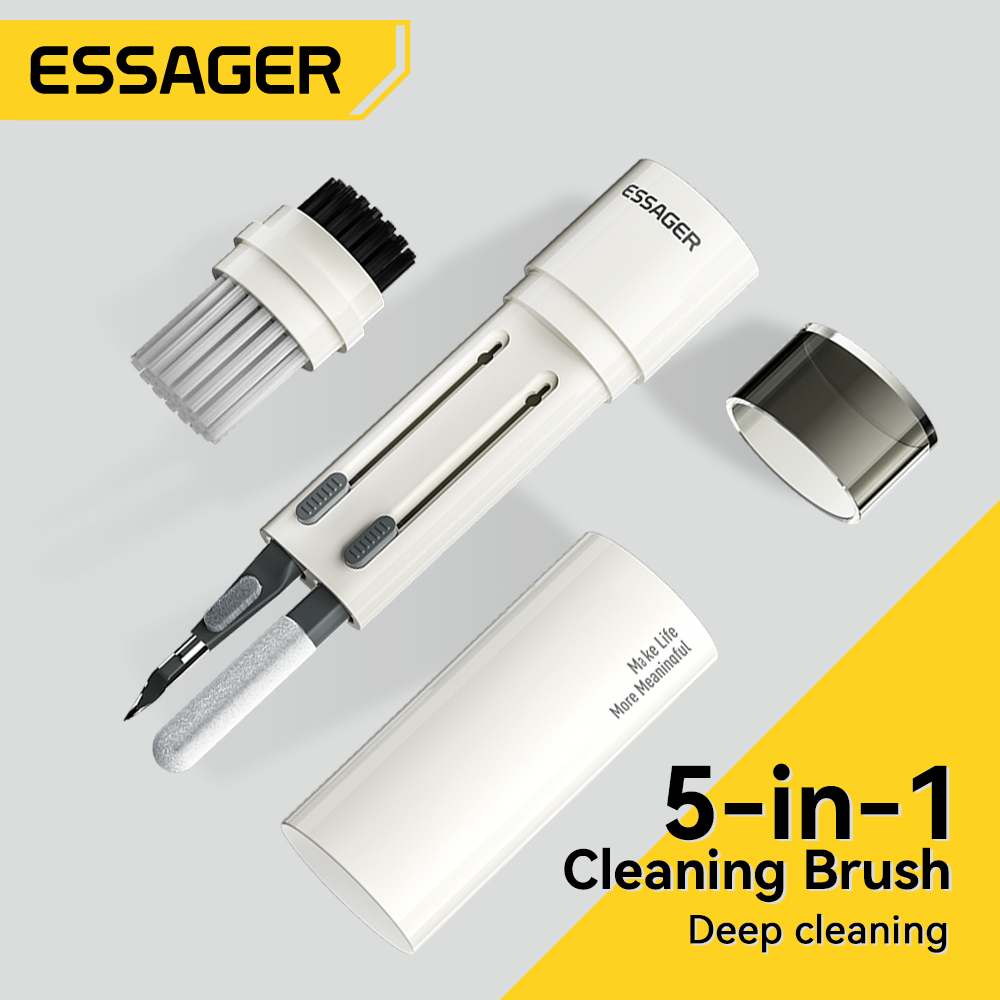 Essager 5 in 1 แปรงทําความสะอาดคีย์บอร์ดคอมพิวเตอร์ สําหรับรถยนต์ คอมพิวเตอร์ โทรศัพท์ ชุดหูฟัง ปากก