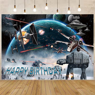 แบนเนอร์ธีมอวกาศ ลาย Happy Birthday Star Wars ขนาด 5X3 ฟุต สําหรับตกแต่งพื้นหลังถ่ายภาพวันเกิดเด็ก