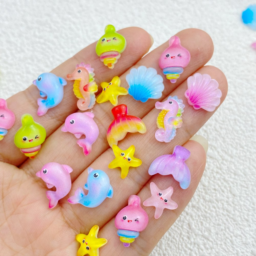 30ชิ้นการ์ตูนมหาสมุทรชุดปลาโลมา,ดาว,เปลือกหอยอุปกรณ์แต่งเล็บ