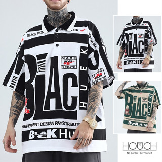 Houch COD เสื้อยืดแขนสั้น คอปกโปโล ทรงหลวม สไตล์ลำลองสำหรับคู่รัก สไตล์เกาหลี สําหรับผู้ชาย สั้นสไตล์อเมริกันไฮสตรีทย้อนยุคลายปักหลวมสบาย ๆ เสื้อกีฬาคู่