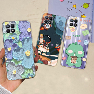 เคสโทรศัพท์มือถือ ซิลิโคนนิ่ม TPU ลายนักบินอวกาศ ดอกไม้ สําหรับ Realme 8i Realme8i RMX3151 Realme 8 i