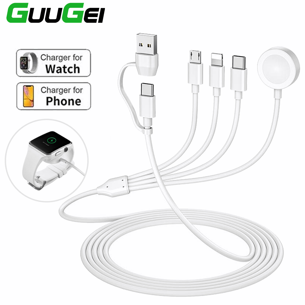 Guugei 6 In 1 สายชาร์จ USB Type C สําหรับ I-Watch 8 7 6 SE 5 4 3 2 1 I-phone 14 13 12 11