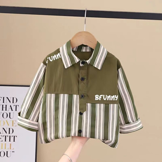 พร้อมส่ง เสื้อเชิ้ตแขนยาวลําลอง เหมาะกับฤดูใบไม้ผลิ และฤดูใบไม้ร่วง สําหรับเด็กผู้ชาย