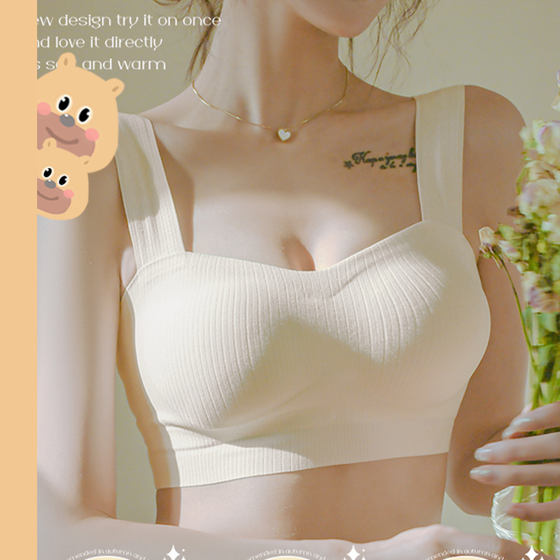 bearbra ชุดชั้นในสตรี แบบดันทรง ขนาดเล็ก ไร้สาย ให้ความอบอุ่น สวมใส่สบาย เหมาะกับฤดูใบไม้ร่วง ฤดูหนาว
