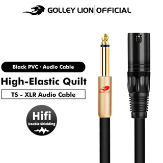 Golley LION สายเคเบิลเชื่อมต่อไมโครโฟน 6.35 มม. (1/4 นิ้ว) TS Mono เป็น XLR ตัวผู้ ชุบทอง