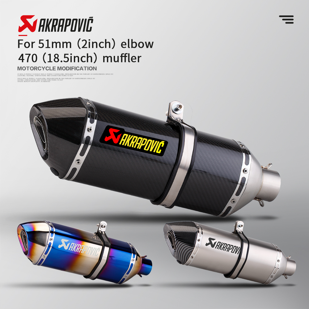 ปลายท่อ ปลายท่อแต่ง AKRAPOVIC ลายแคปล่า คอ2นิ้ว มีจุกลดเสียง 470mm click150 pcx150 cbr150r fz150 adv