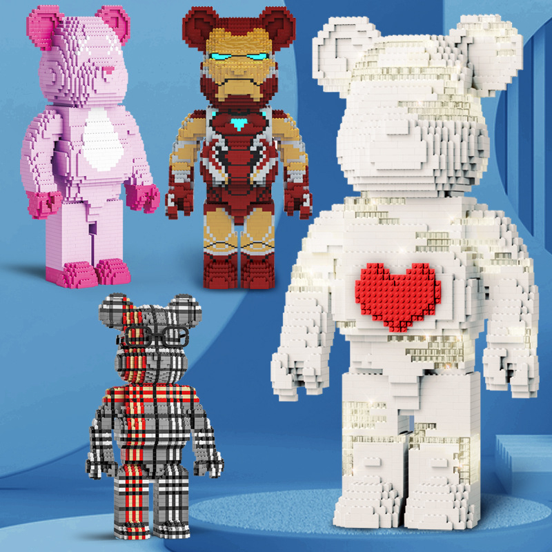 Big SIZE ของเล่นตัวต่อฟิกเกอร์ Kaws Bearbrick Lego moc Ironman StellaLou Heart Love Bear ขนาด 73 ซม. ของขวัญวันเกิด สําหรับผู้ใหญ่ DIY