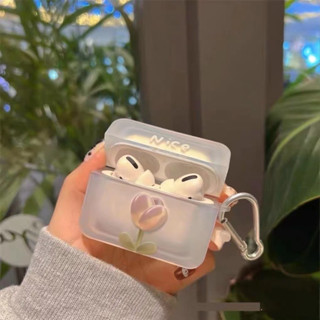 เคสหูฟังบลูทูธ ซิลิโคนนิ่ม ป้องกัน ลายดอกทิวลิป สีชมพู สําหรับ Apple AirPods Pro 2 1 2