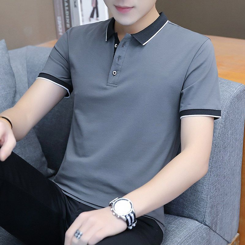 Polo shirt เสื้อโปโล แขนสั้น คอปก ชนิดผ้าฝ้าย ผ้าบาง ลายทาง สไตล์ธุรกิจ แฟชั่นฤดูร้อน สำหรับผู้ชาย
