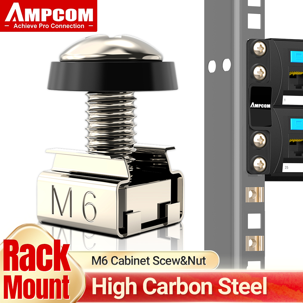 AMPCOM M6X16mm. แร็คกรง น็อต สกรู และแหวนรอง สําหรับชั้นวางเซิร์ฟเวอร์ ตู้ เราเตอร์
