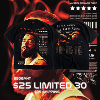 เสื้อยืด ใหม่  POST MALONE ราคาถูก Hiphop จะเป็นตะเข็บเดี่ยวผ้าหนาคอหนาเนื้อผ้าดี สวย!!!