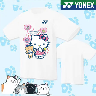 Yonex เสื้อยืดลําลอง แขนสั้น ระบายอากาศ แห้งเร็ว ลาย Badminton Jersey "Hello Kitty" สไตล์เกาหลี สําหรับผู้ชาย ผู้หญิง เหมาะกับการเล่นกีฬา 2023