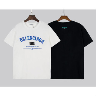 Balenciag เสื้อยืดแขนสั้น คอกลม ผ้าฝ้าย พิมพ์ลาย แฟชั่นสําหรับผู้ชาย และผู้หญิง