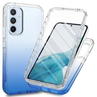 360° เคสโทรศัพท์มือถือ PC TPU และฟิล์มกันรอยหน้าจอ ไล่โทนสี สองชั้น กันกระแทก สําหรับ Samsung Galaxy A54 A34 A14 A73 A53 A33 A23 A13 5G