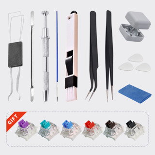 Mechanical Keyboard Tweezers Lube Tool Brush Switch Puller Opener Stem Picker Holder Keyboard Disassemble Toolsแหนบดึงสวิตช์คีย์บอร์ด เมคคานิคอล