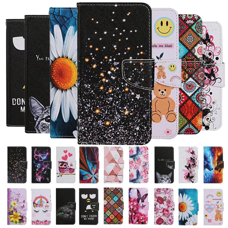 สําหรับ Redmi 12C 12 10 Prime A1 A2 + Plus K50 Ultra 4g กรณีหนังการ์ตูนรูปแบบภาพวาดกระเป๋าช่องใส่การ์ดกระเป๋าสตางค์ฝาครอบ