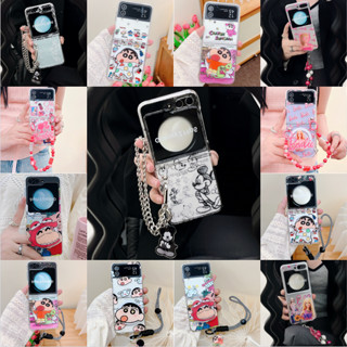 เคสมือถือ ลายการ์ตูนอนิเมะ พร้อมสายคล้อง ตุ๊กตาบาร์บี้ กันกระแทก สําหรับ Samsung Galaxy Z Flip 5 ZFlip 4 Z Flip3