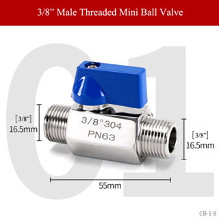 วาล์วบอล สเตนเลส 304 ขนาดเล็ก 3/8 นิ้ว ตัวผู้ เป็นตัวผู้ ตัวเมีย เป็นตัวเมีย