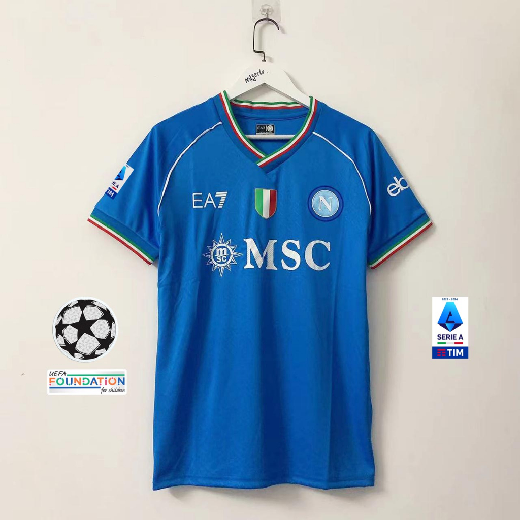 เสื้อกีฬาแขนสั้น ลายทีมชาติฟุตบอล Napoli 23 24 ชุดเหย้า S - 4XL