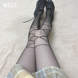 【พร้อมส่ง】WECI ถุงน่องยาว ผ้าเรยอน ลายขวาง เซ็กซี่ สีดํา ประดับโบว์ สําหรับผู้หญิง