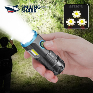 Smiling Shark SD1026 ไฟฉาย Led T20 COB สว่างมาก ขนาดเล็ก พกพาง่าย พร้อมคลิปแม่เหล็ก สีแดง น้ําเงิน แฟลช 18350 ชาร์จ USB กันน้ํา ตั้งแคมป์ เดินป่า