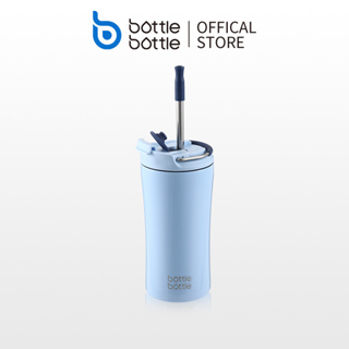 BOTTLE BOTTLE ขวดน้ําสเตนเลส เก็บความเย็น แบบพกพา ขนาด 350 มล. พร้อมหลอดในตัว