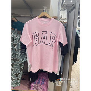 Gap เสื้อยืดแขนสั้นลําลอง ผ้าฝ้าย ทรงหลวม พิมพ์ลายโลโก้ 9FKDLO สําหรับผู้ชาย และผู้หญิง