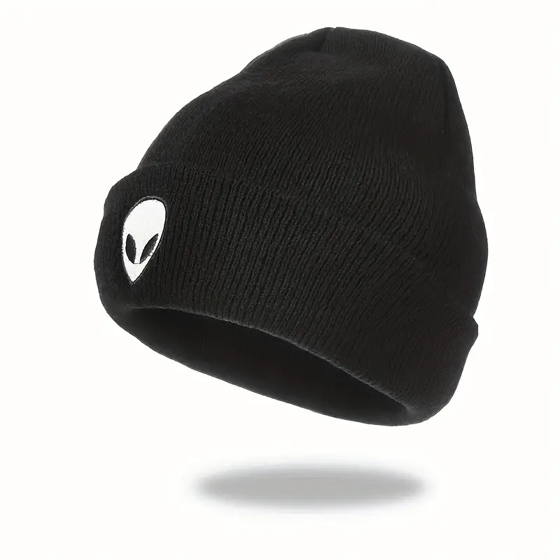 เย็บปักถักร้อยเอเลี่ยน หมวกถักนิตติ้งสําหรับผู้ชาย ผ้าฝ้าย กลางแจ้ง ลําลอง หมวกแฟชั่นสําหรับผู้หญิง คุณภาพสูง ฮิปฮอป หมวกไหมพรม หมว