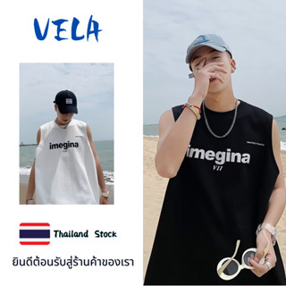 เสื้อยืดแขนกุด ทรงหลวม สไตล์เกาหลี ฮ่องกง เหมาะกับเดินชายหาด แฟชั่นฤดูร้อน สําหรับผู้ชาย