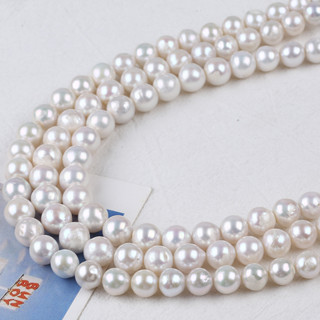 พร้อมส่ง สร้อยคอ สร้อยข้อมือ ไข่มุกน้ําจืด ธรรมชาติ ทรงกลม สีขาว 9-12 มม. DIY