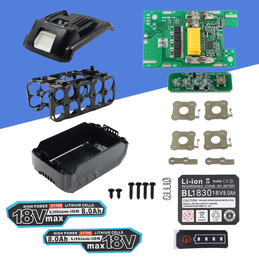 กล่องแบตเตอรี่ลิเธียมไอออน พร้อมนิกเกิล สําหรับ Makita BL1830 21700 18V BMS 10 ชิ้น