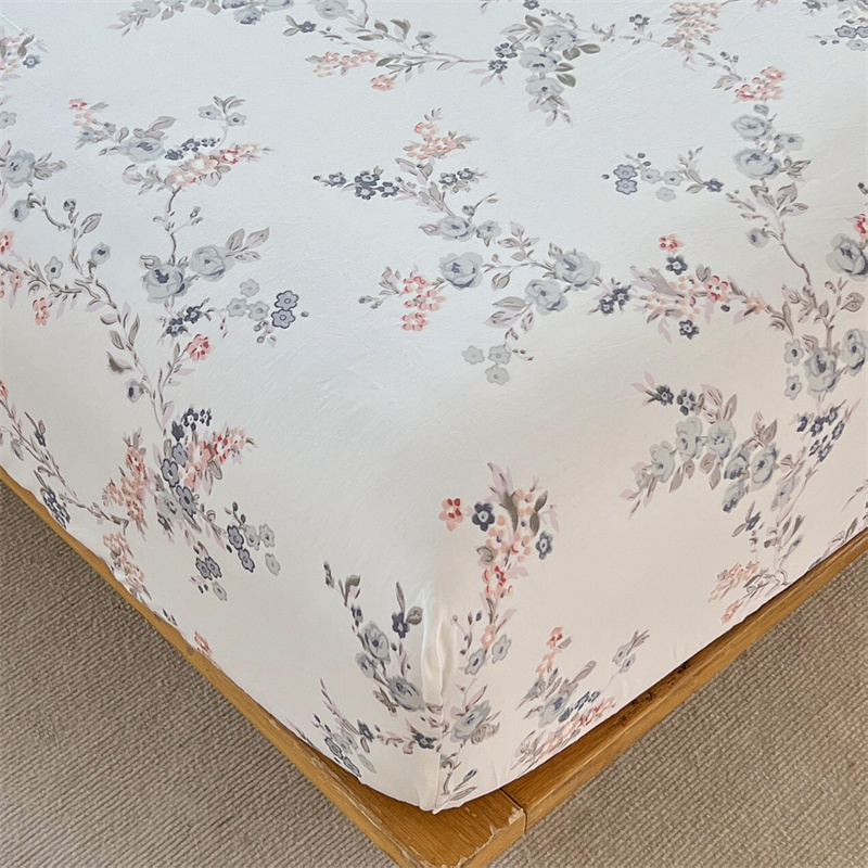 【มาใหม่】ผ้าปูที่นอน ผ้าฝ้าย 100% พิมพ์ลายดอกไม้ สไตล์ INS สําหรับเตียงเดี่ยว ควีนไซซ์ คิง