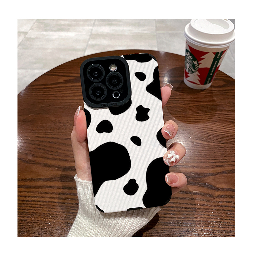 วัวพิมพ์ซิลิโคนแฟชั่นปลอกiphone 11 12 13 14 15 16 Pro MAX Plus 11Pro 13Pro 7 8 Plus X XR XS MAX SE 2020 เคสซิลิโคนLeathe